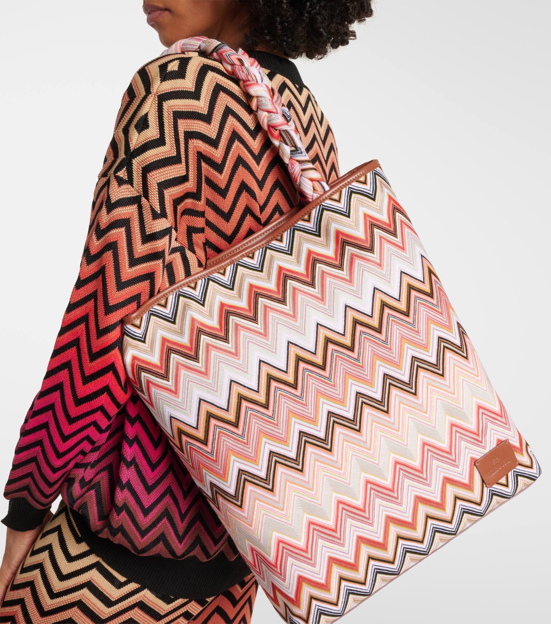Zigzag Large leather-trimmed tote bag - 2