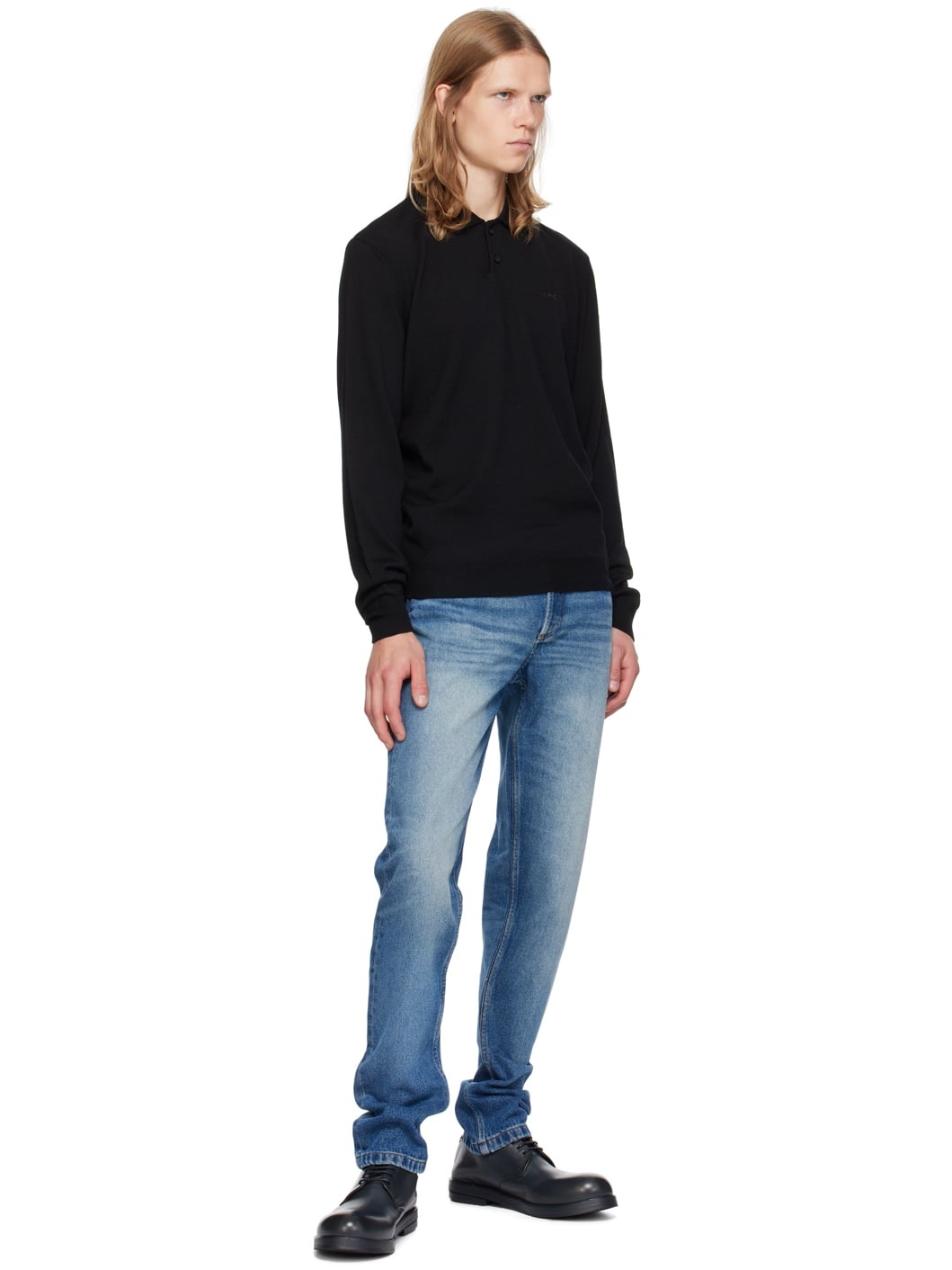 Black Jacob Embroidered Logo Polo - 4