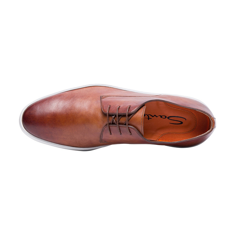Santoni Men's polished brown leather oxford shoe outlook