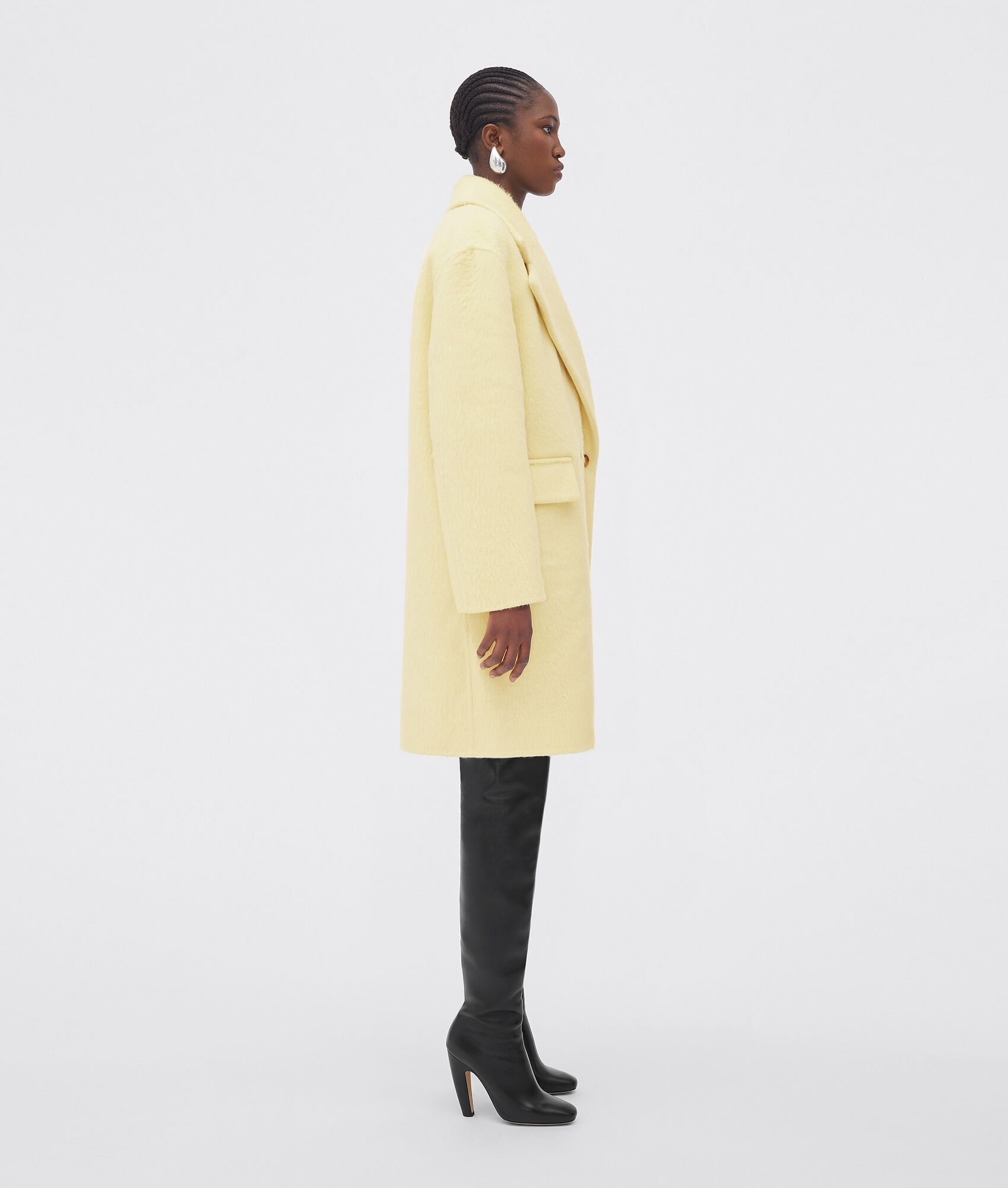 コート Bottega Veneta Double-Breasted Mohair And Alpaca Blend Coat Bottega Veneta - Brushed Wool and Mohair-Blend Coat