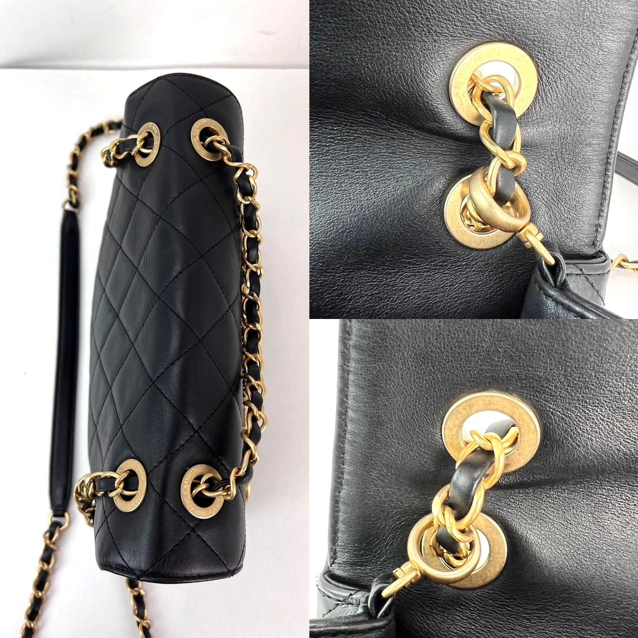 Chanel Calfskin Quilted Enchained Black Flap Shoulder Bag - 3