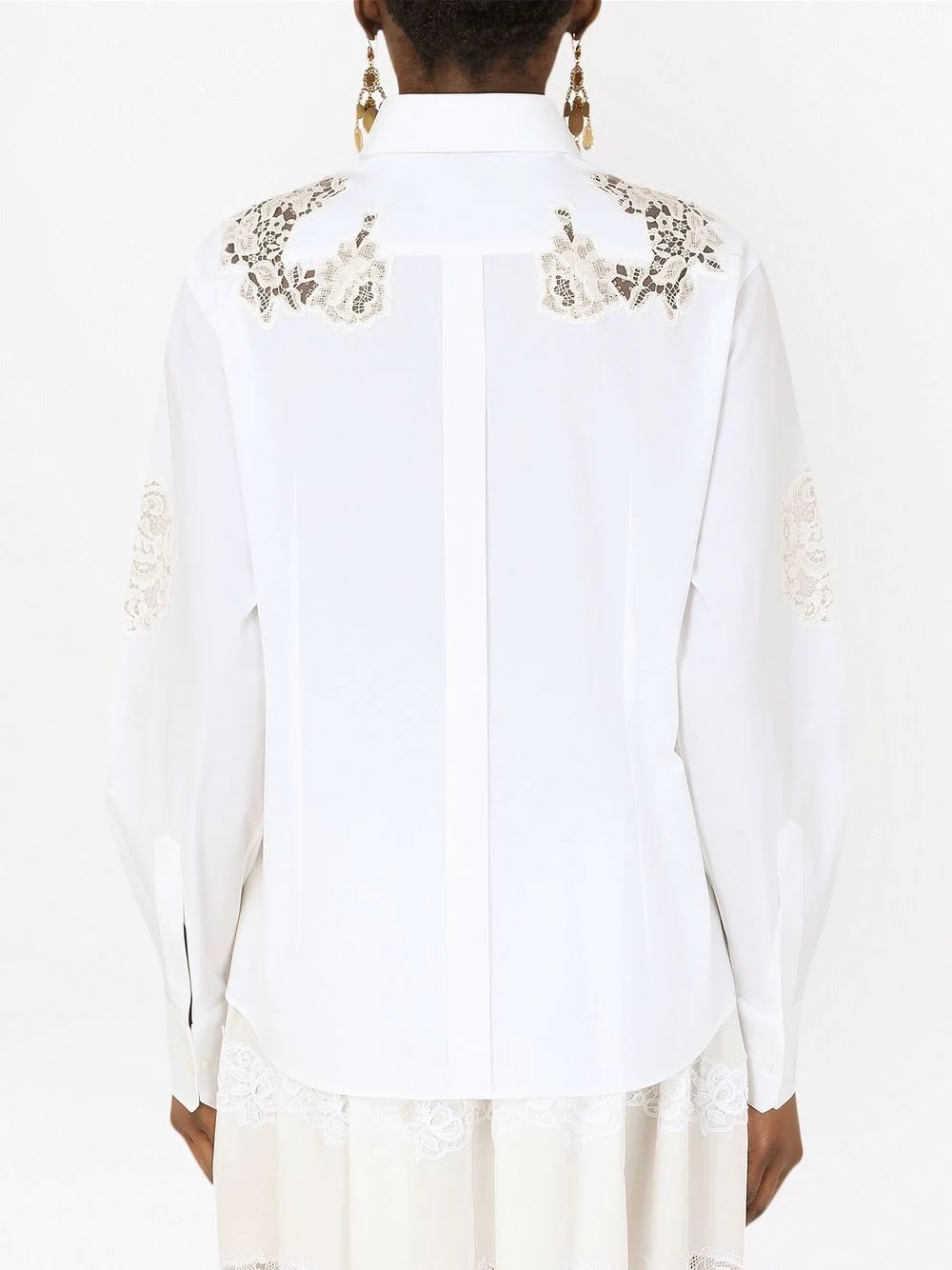 lace-panelled long-sleeve shirt - 4