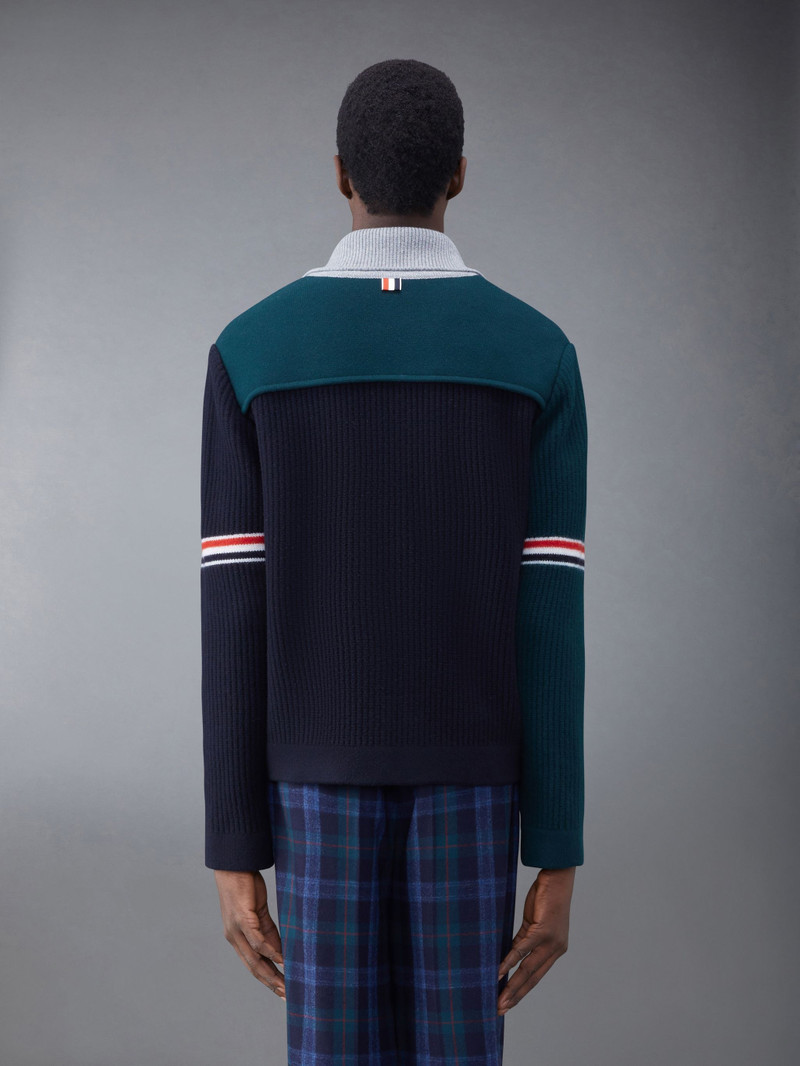Thom Browne Fun-Mix Boiled Wool Stripe Workman's Jacket outlook