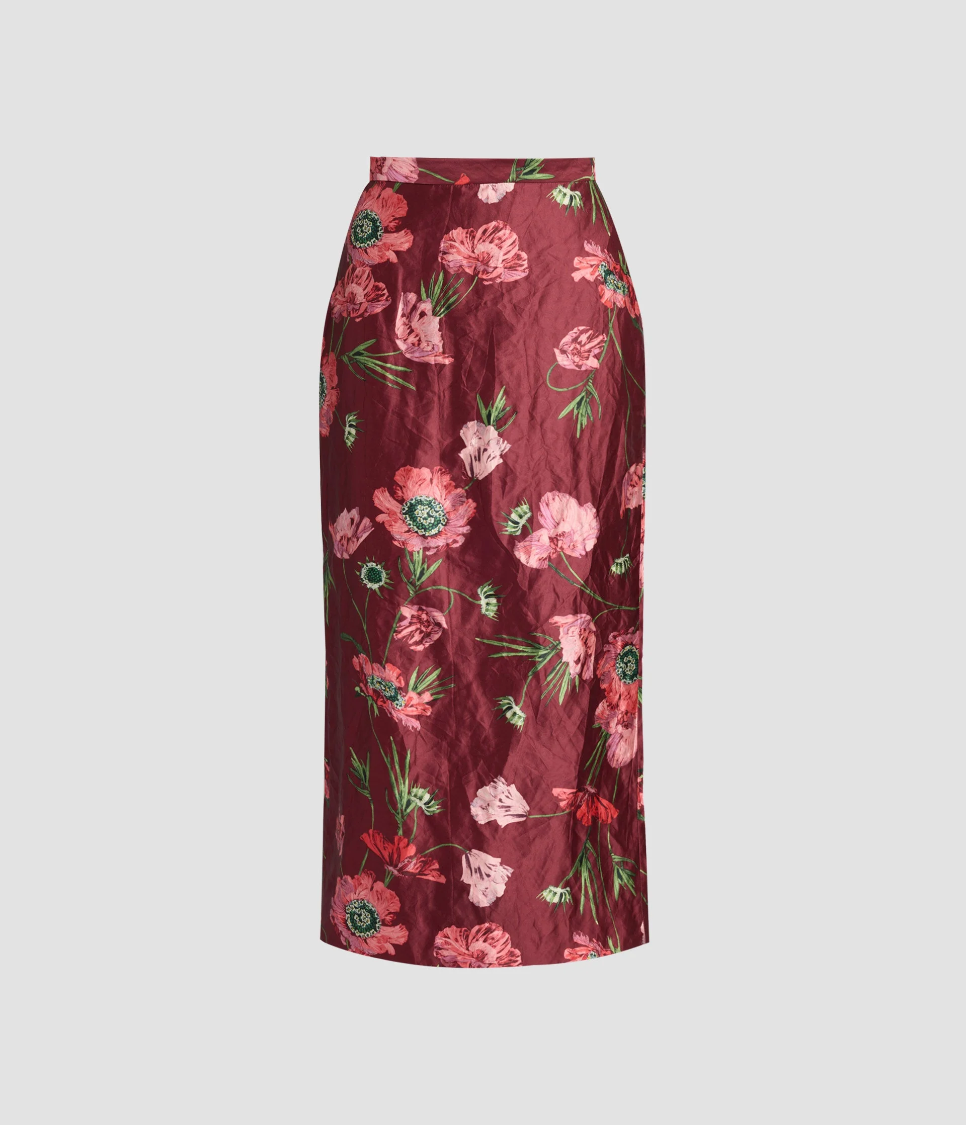 FLORAL TEXTURED SATIN MIDI PENCIL SKIRT - 1