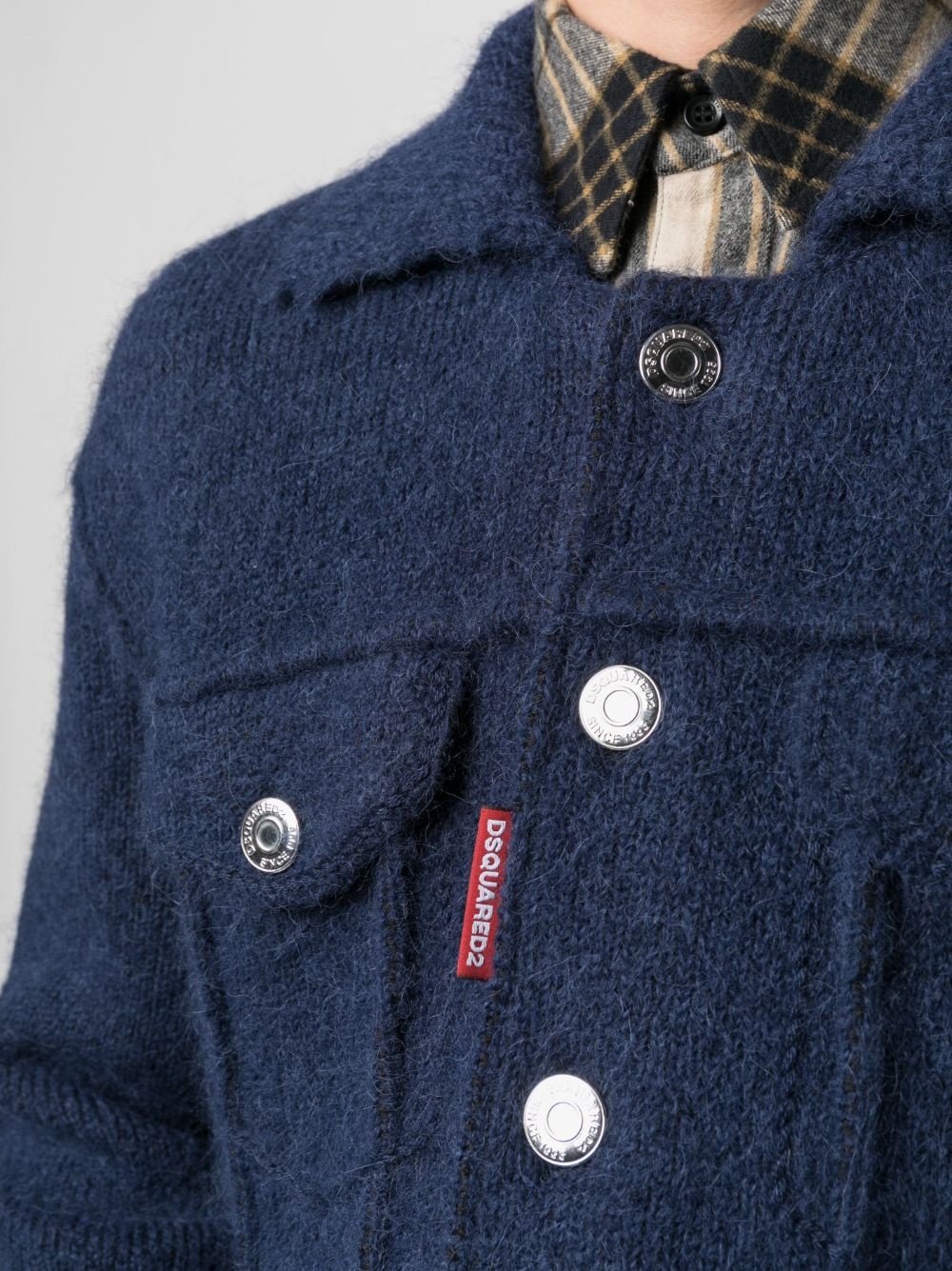 button-up wool-blend jacket - 5