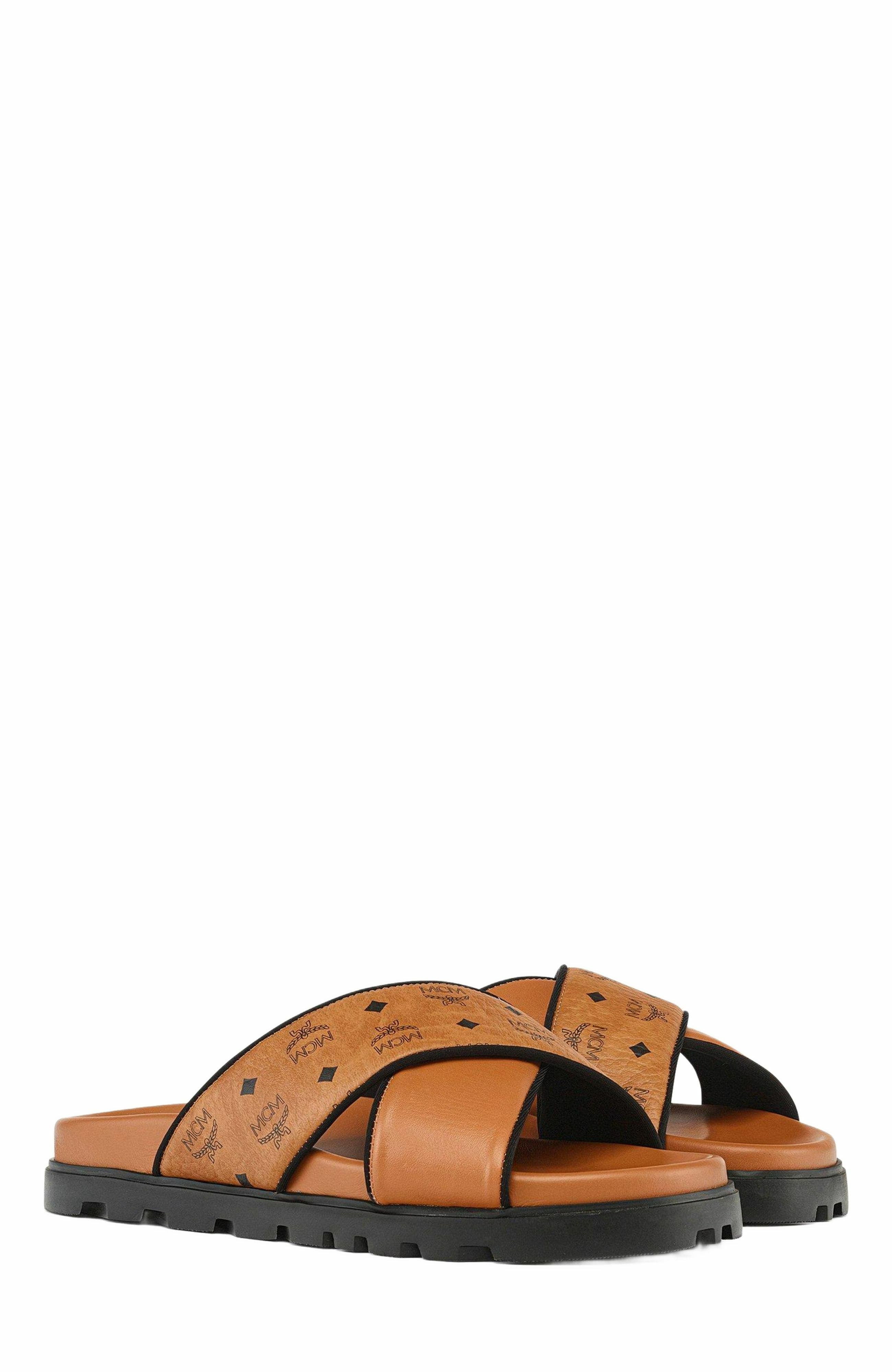 MCM Cross Sandal in VIsetos Leather Mix in Cognac at Nordstrom - 1