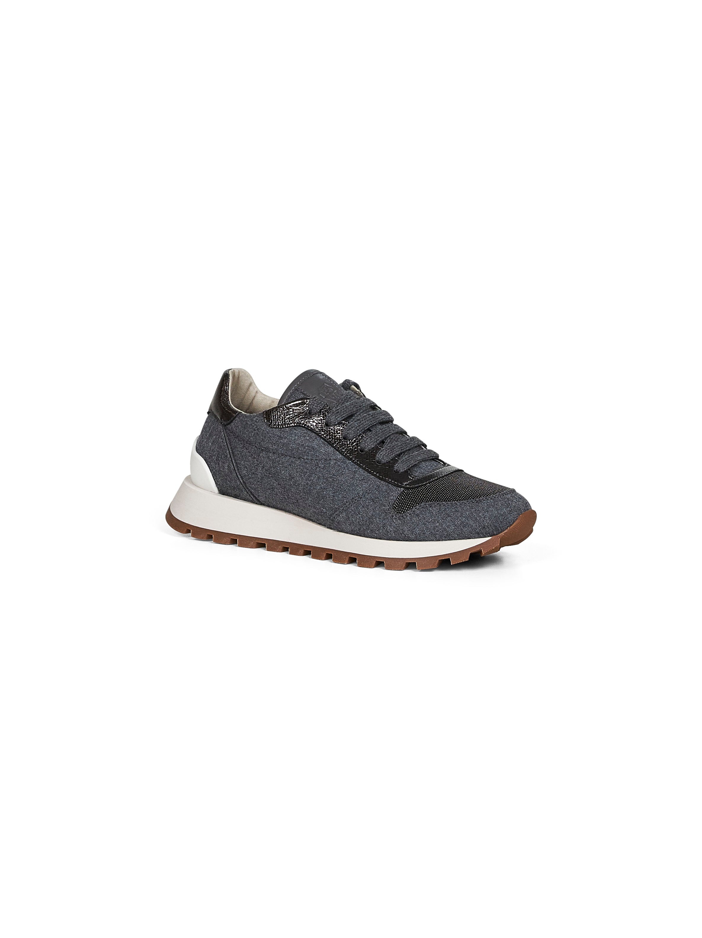 Grey flannel embroidered sneakers - 2