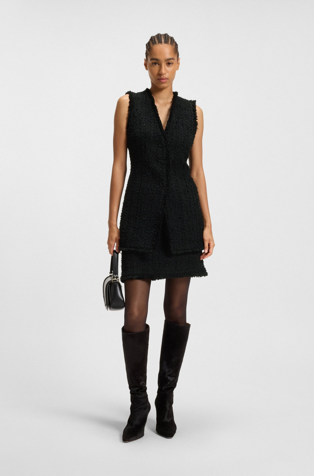 SLEEVELESS REGULAR-FIT BLAZER IN VELVET TWEED - 3