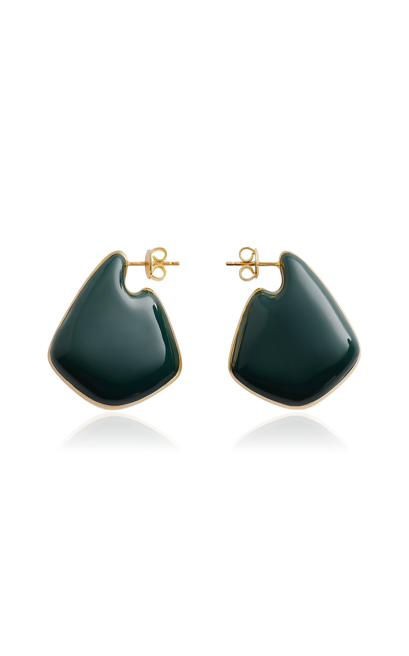 Enameled 18K Gold-Finish Sterling Silver Earrings green - 3