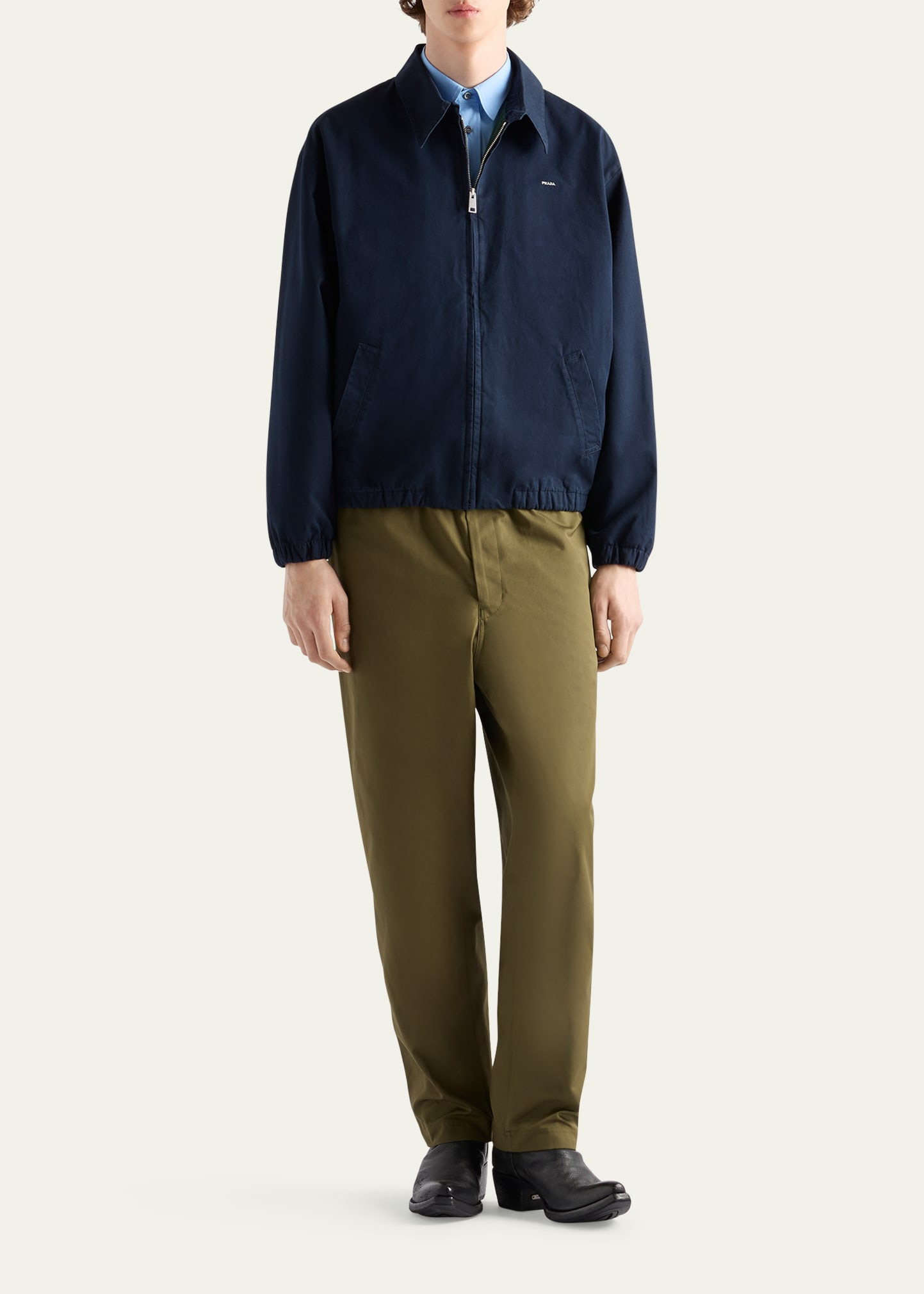Men's Poplin Chest Logo Full-Zip Shirt Jacket - 2