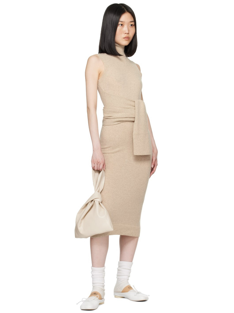 MM6 Maison Margiela Beige Belted Midi Dress outlook
