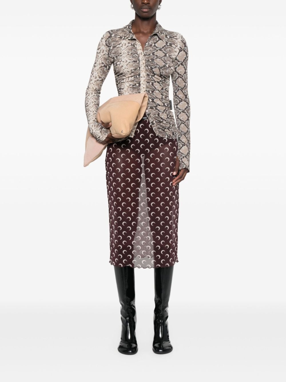 python-print draped blouse - 2