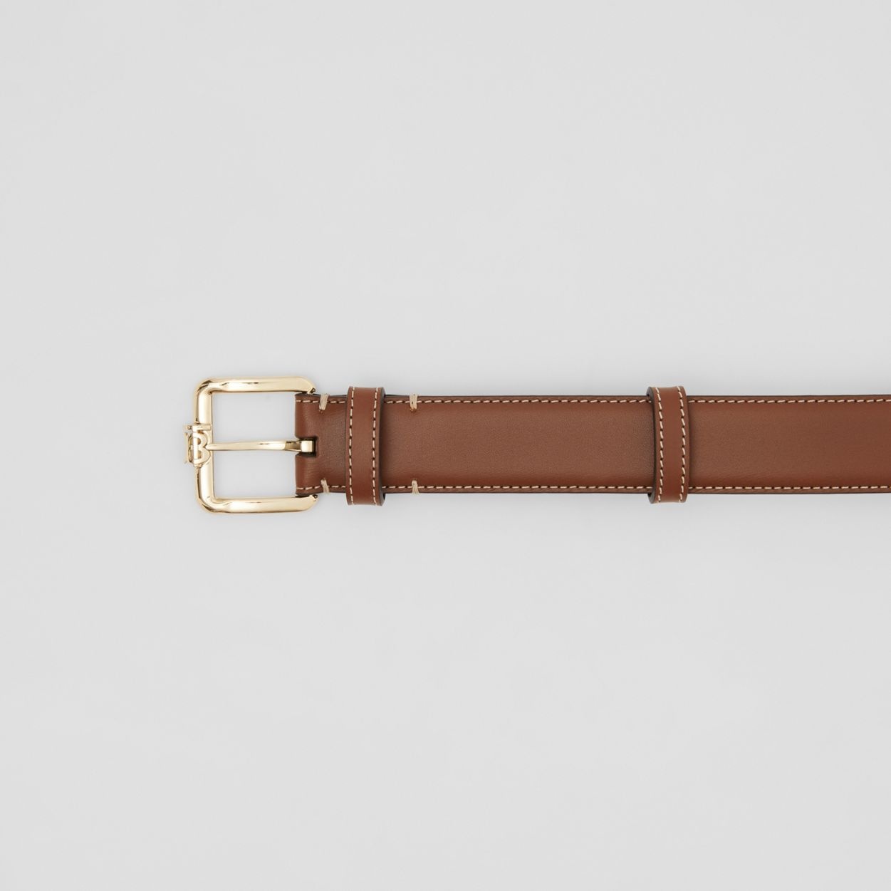 Monogram Motif Topstitched Leather Belt - 2