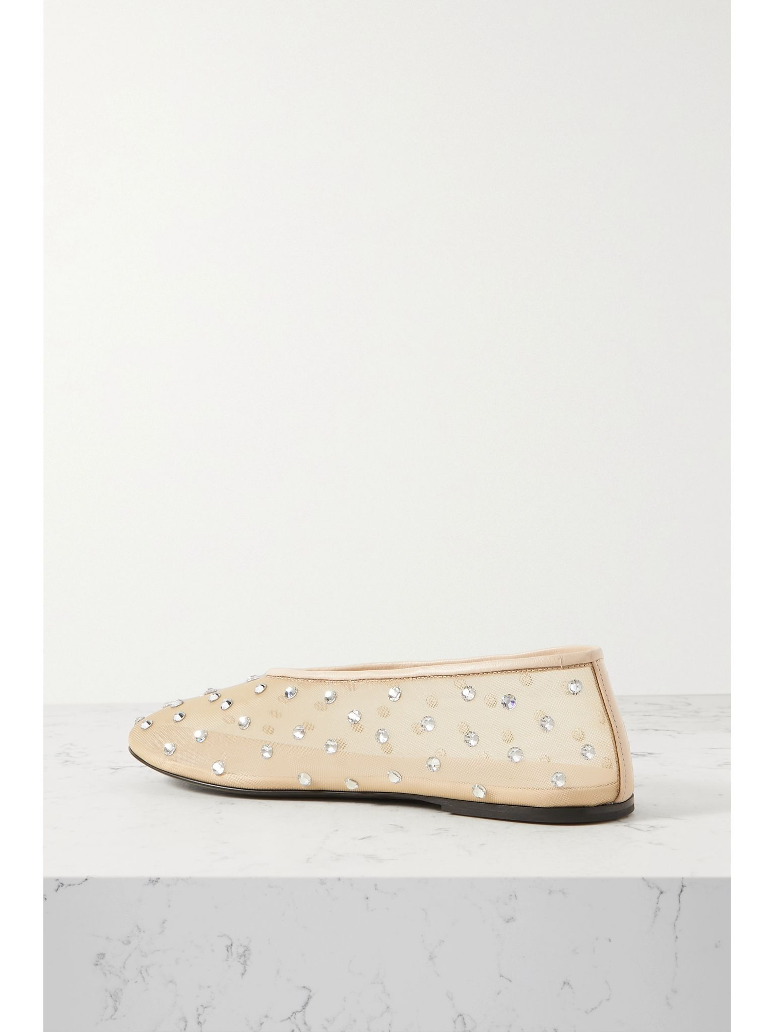 Marcy crystal-embellished mesh ballet flats Neutral - 3