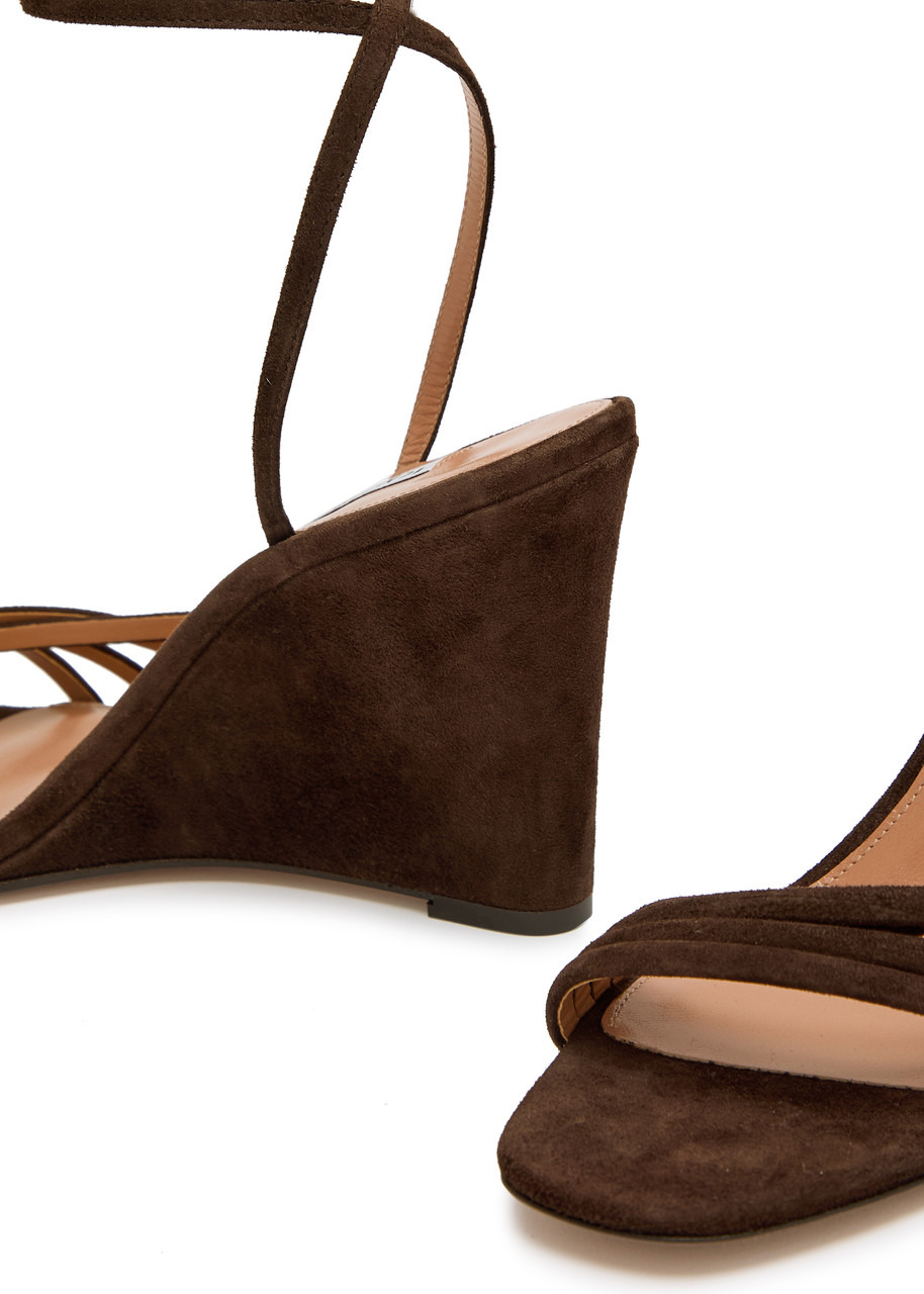 Aquazzura Latour 85 Suede Wedge Sandals - 4