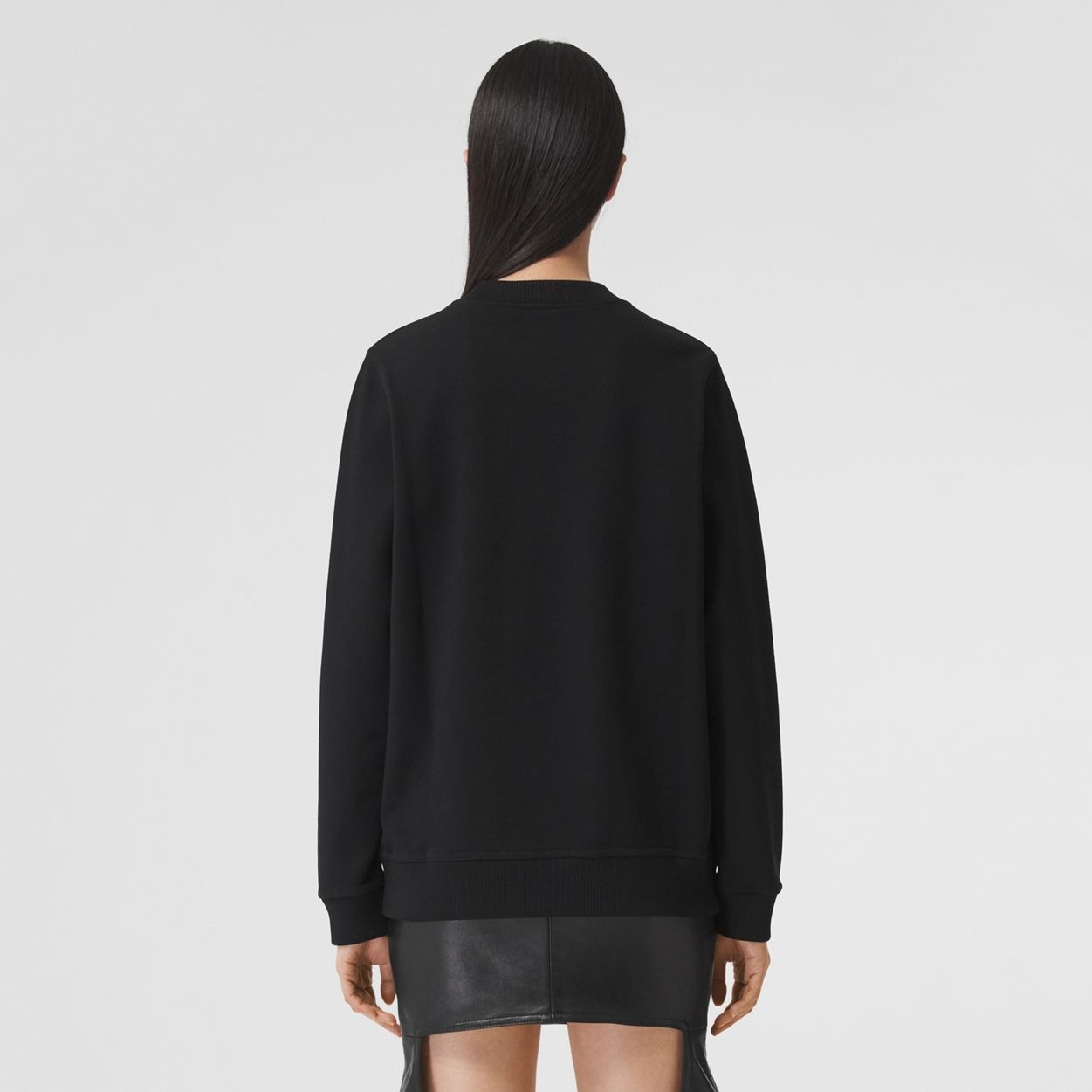 Embroidered Deer Cotton Oversized Sweatshirt - 3