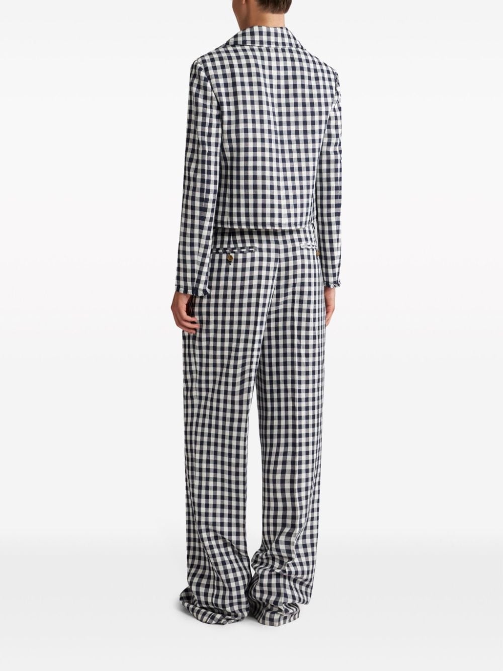 gingham-check short jacket - 3