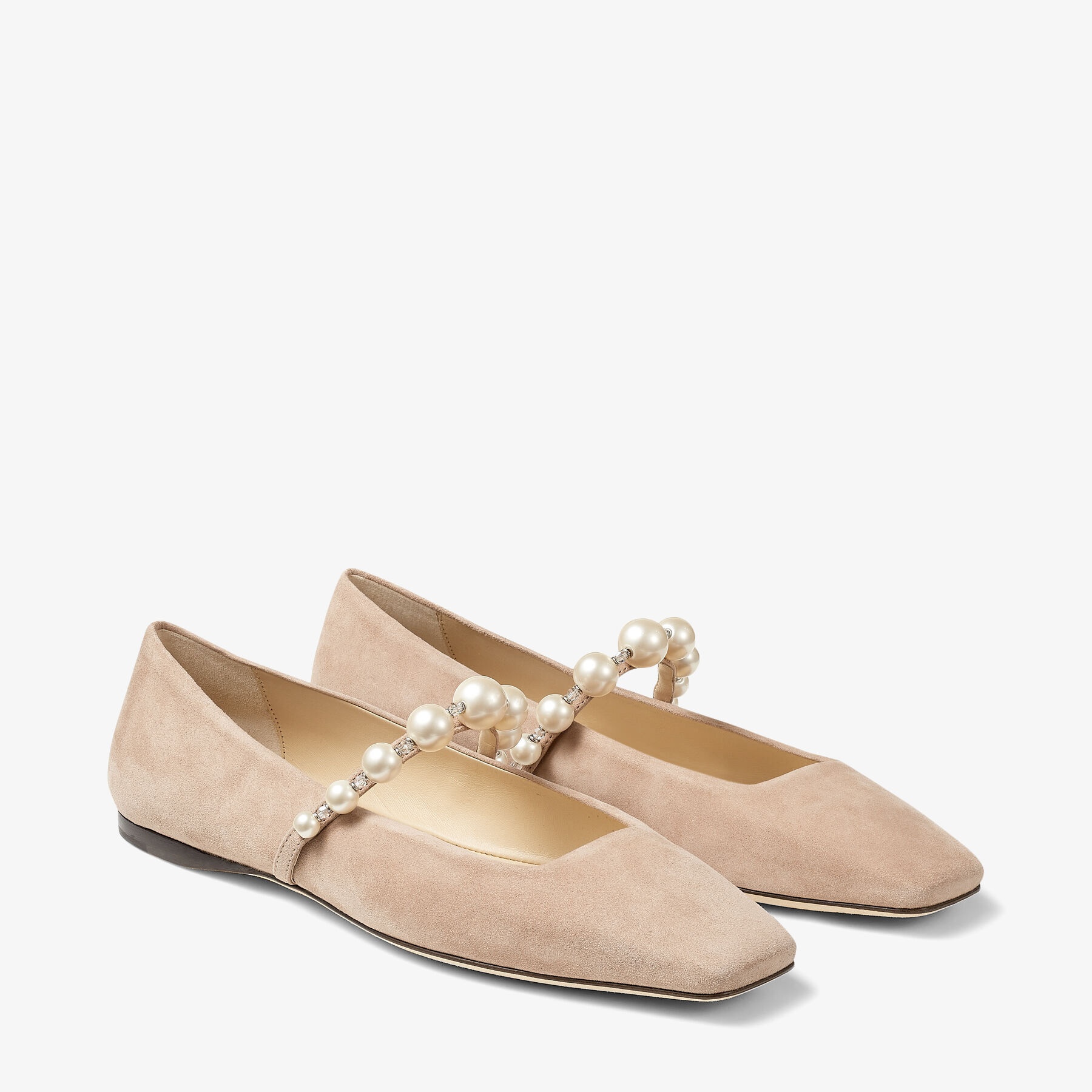 Ade Flat
Ballet Pink Suede Flats with Pearl Embellishment - 3