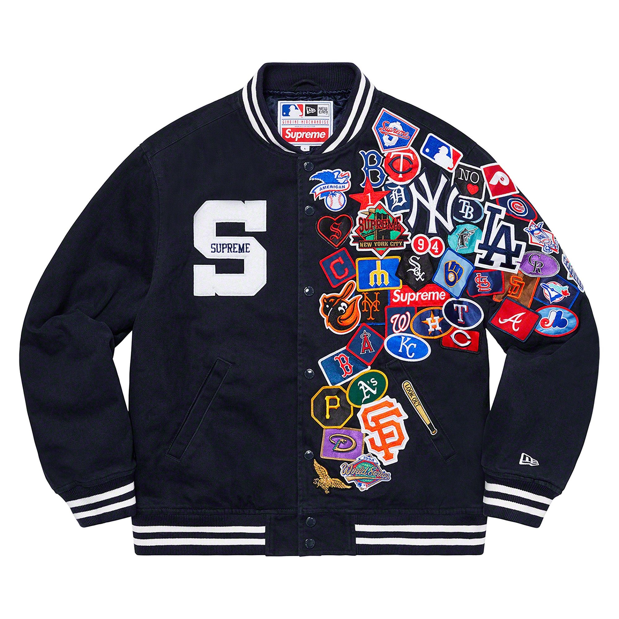 Supreme x New Era x MLB Varsity Jacket 'Navy' - 1