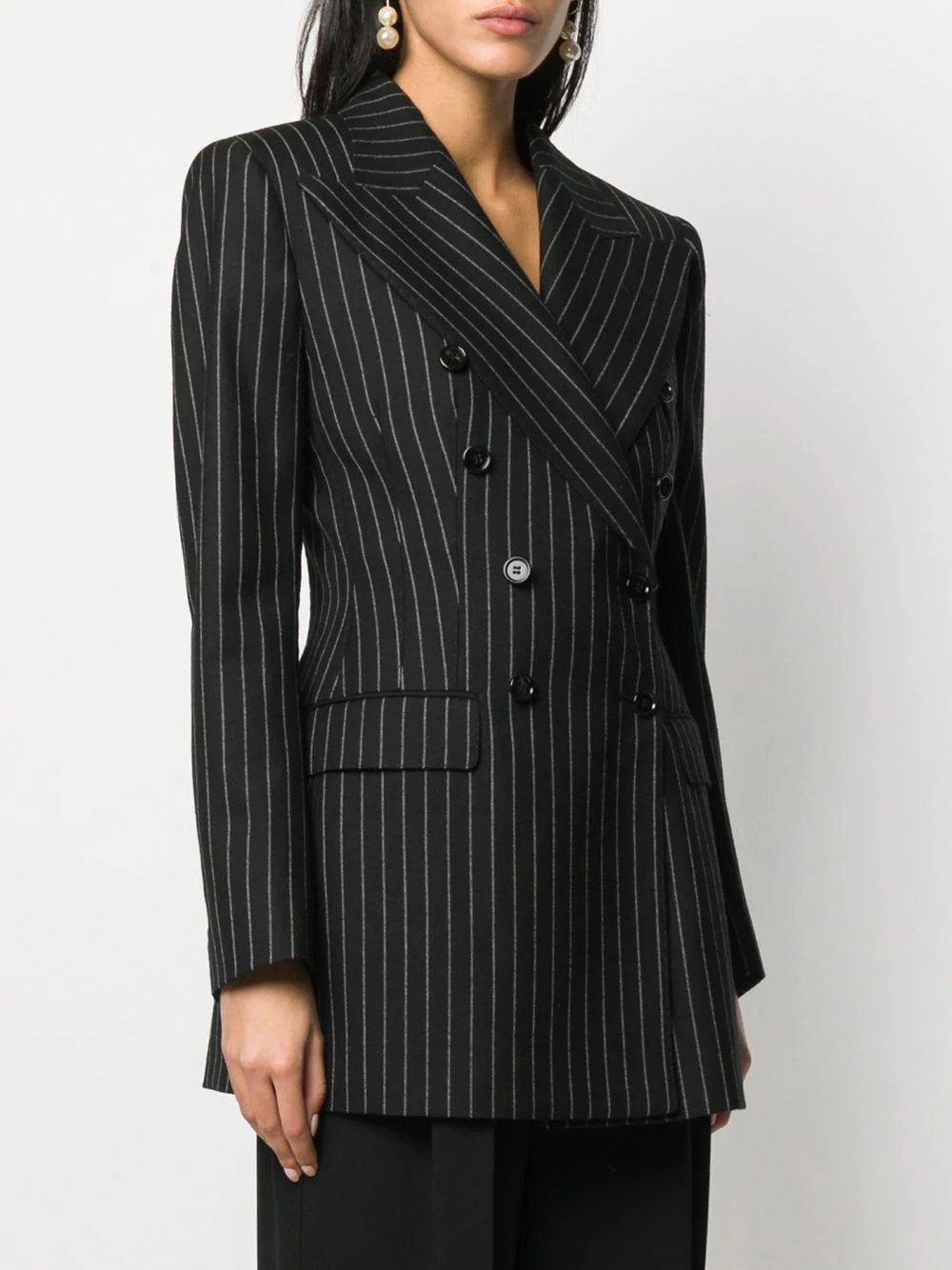 pinstripe double-breasted blazer - 3