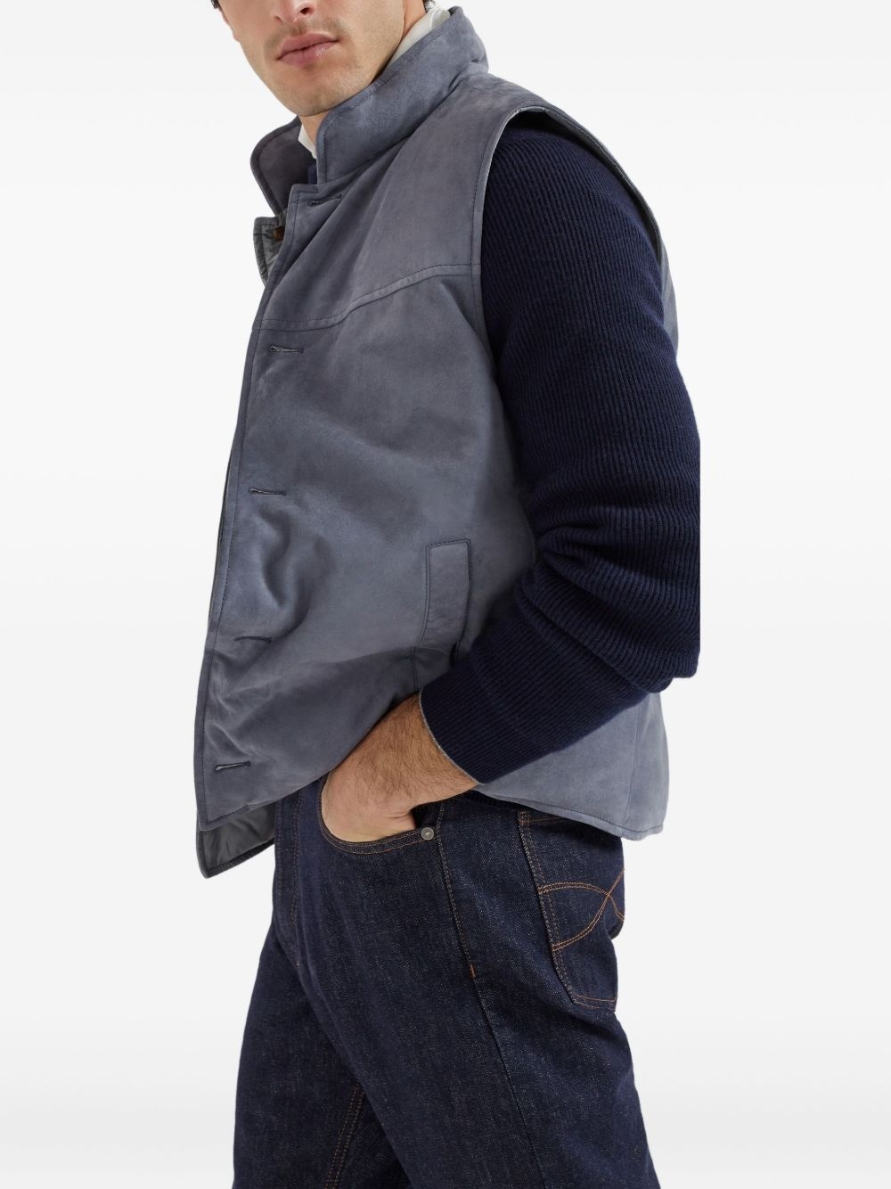 suede buttoned vest - 4