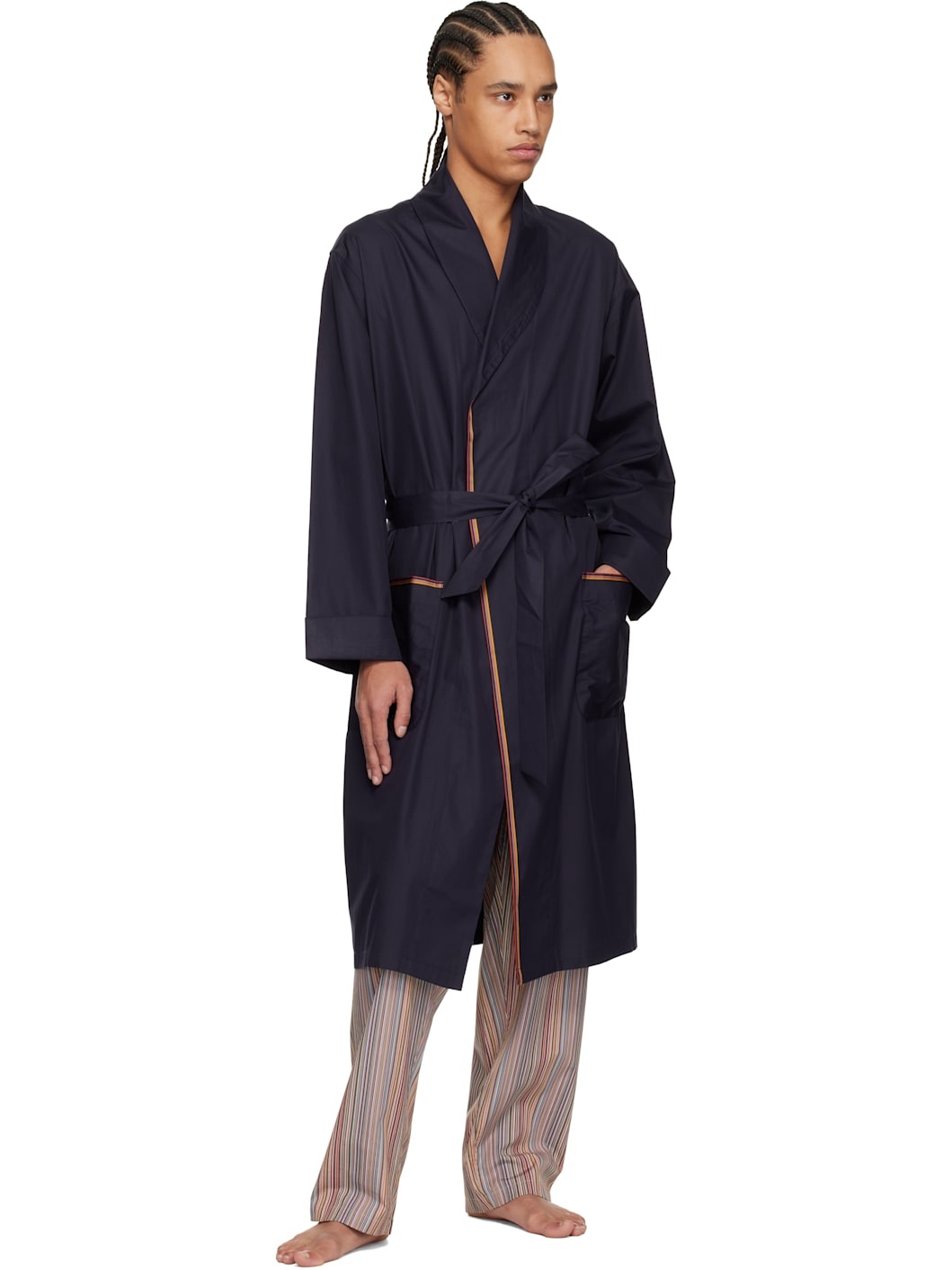 Navy Stripe Robe - 4
