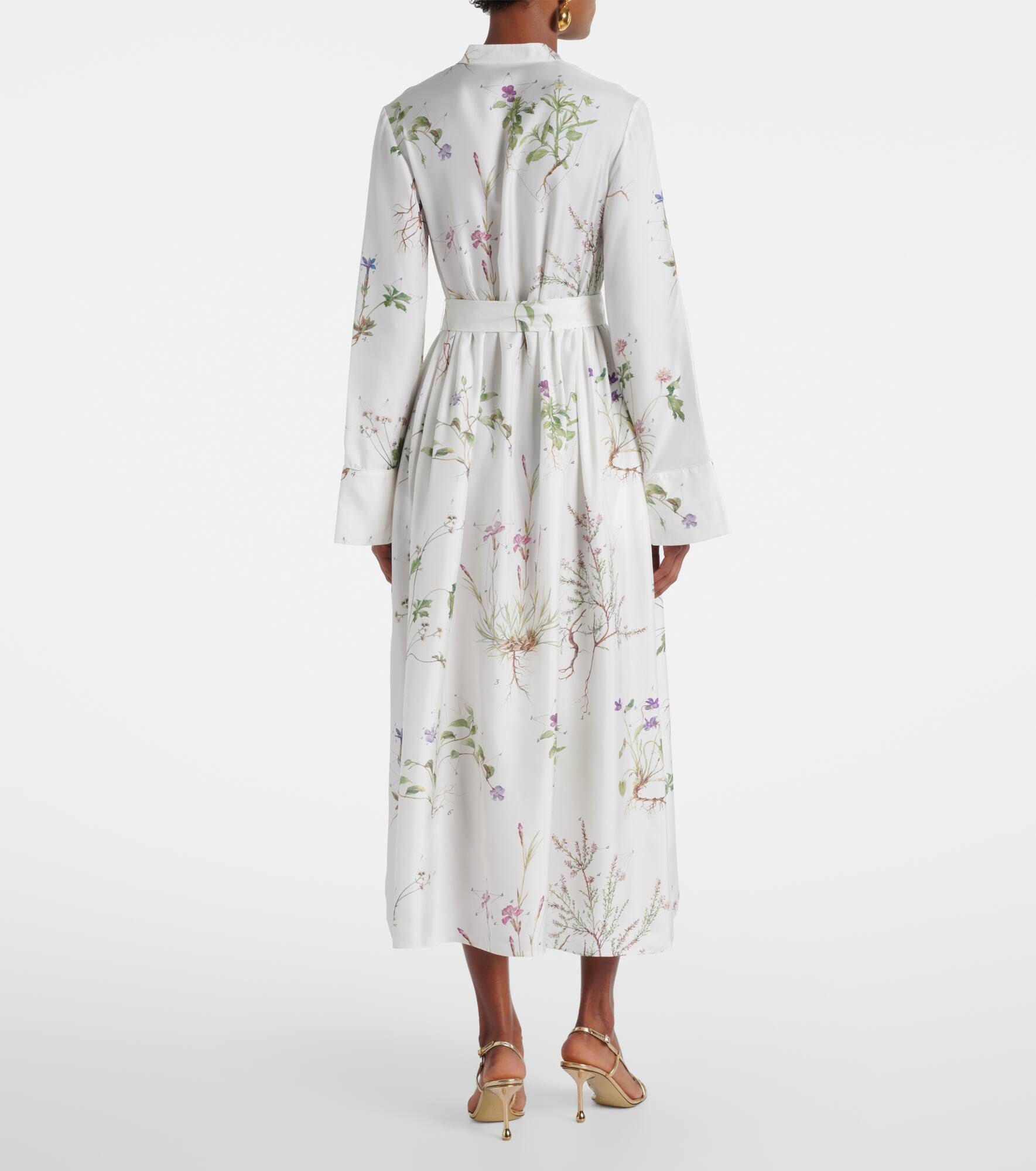 Floral printed silk midi dress - 3