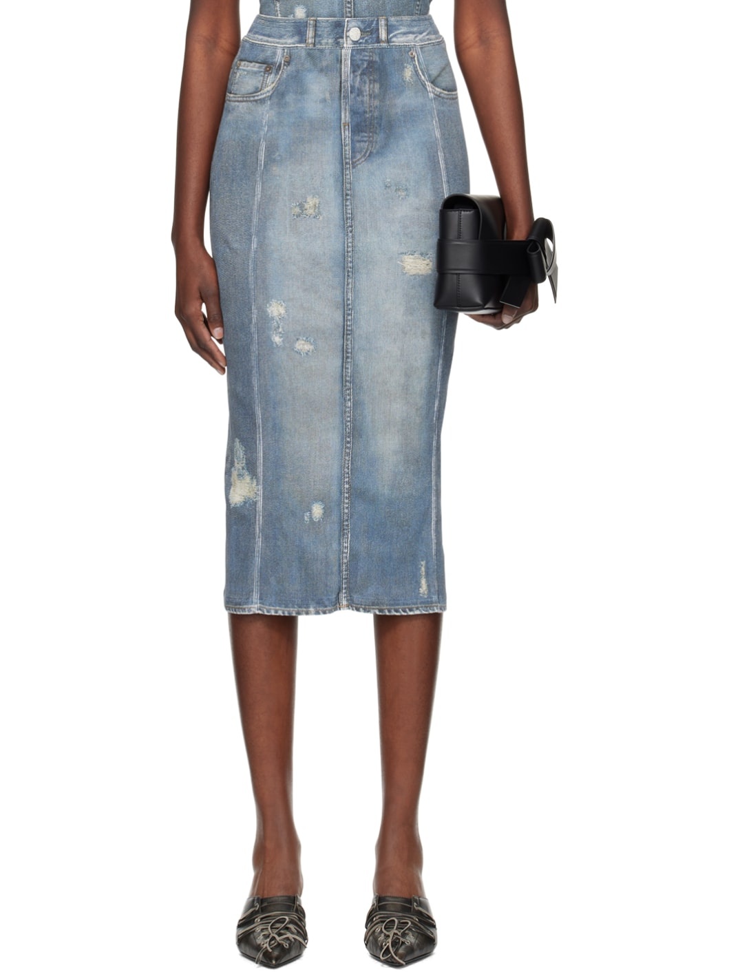 Blue Rib Midi Skirt - 1