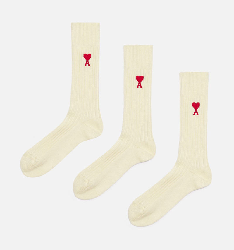 AMI Paris Three-Pack Ami De Cœur Socks outlook
