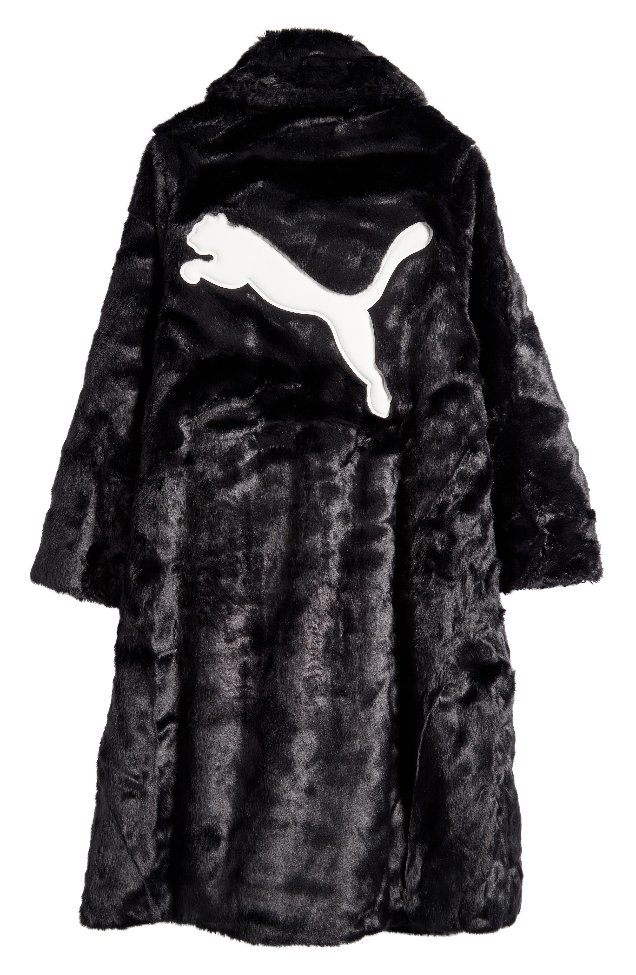 PUMA x A$AP Rocky Flacko Faux Fur Coat in Puma Black at Nordstrom - 7