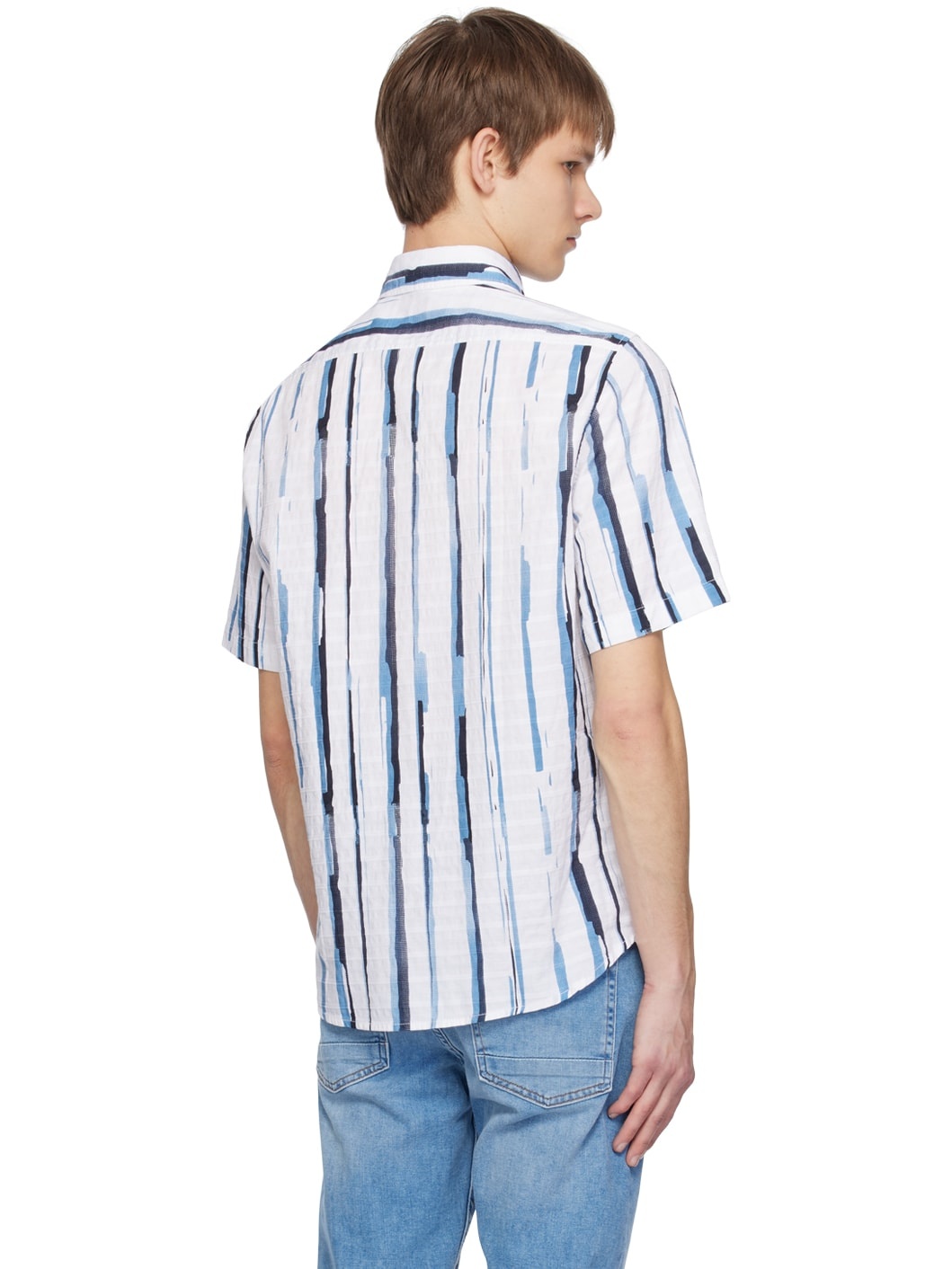 White & Blue Printed Shirt - 3