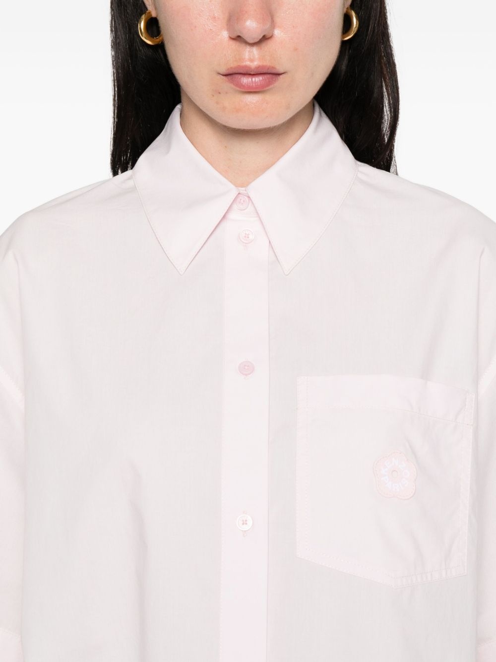 logo-patch cotton shirt - 5