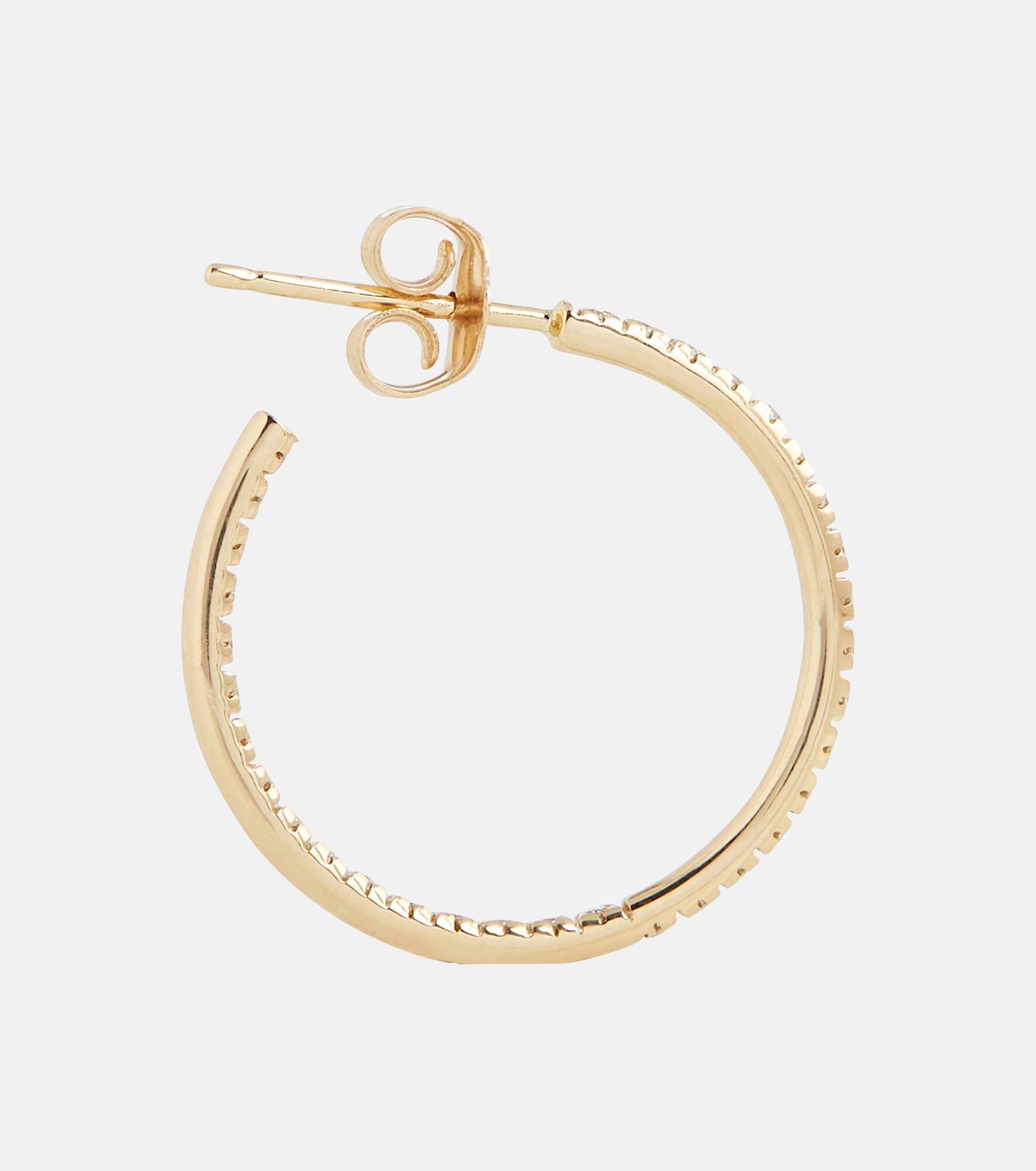 14kt gold hoop earrings with diamonds - 4