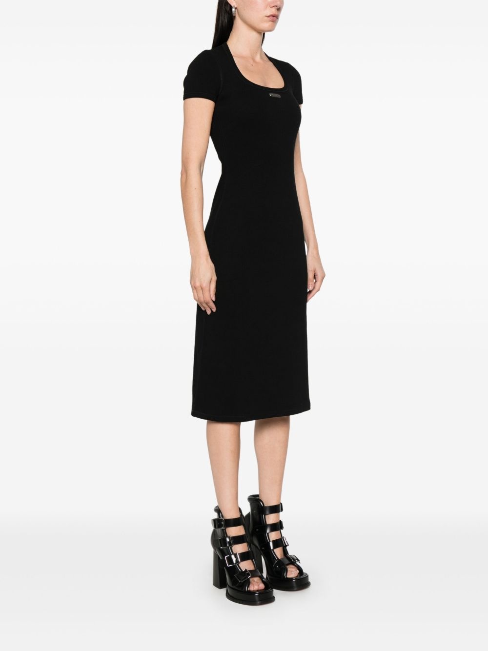 logo-plaque midi dress - 3