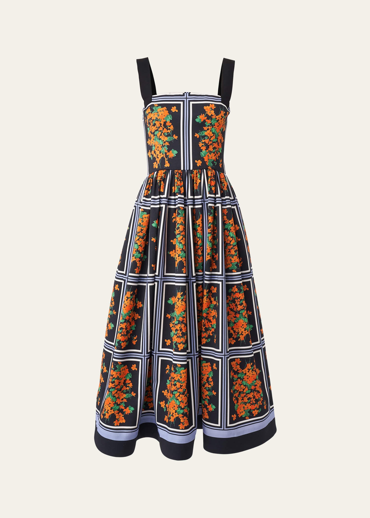 Square-Neck Sleeveless Fit-&-Flare Midi Dress - 1