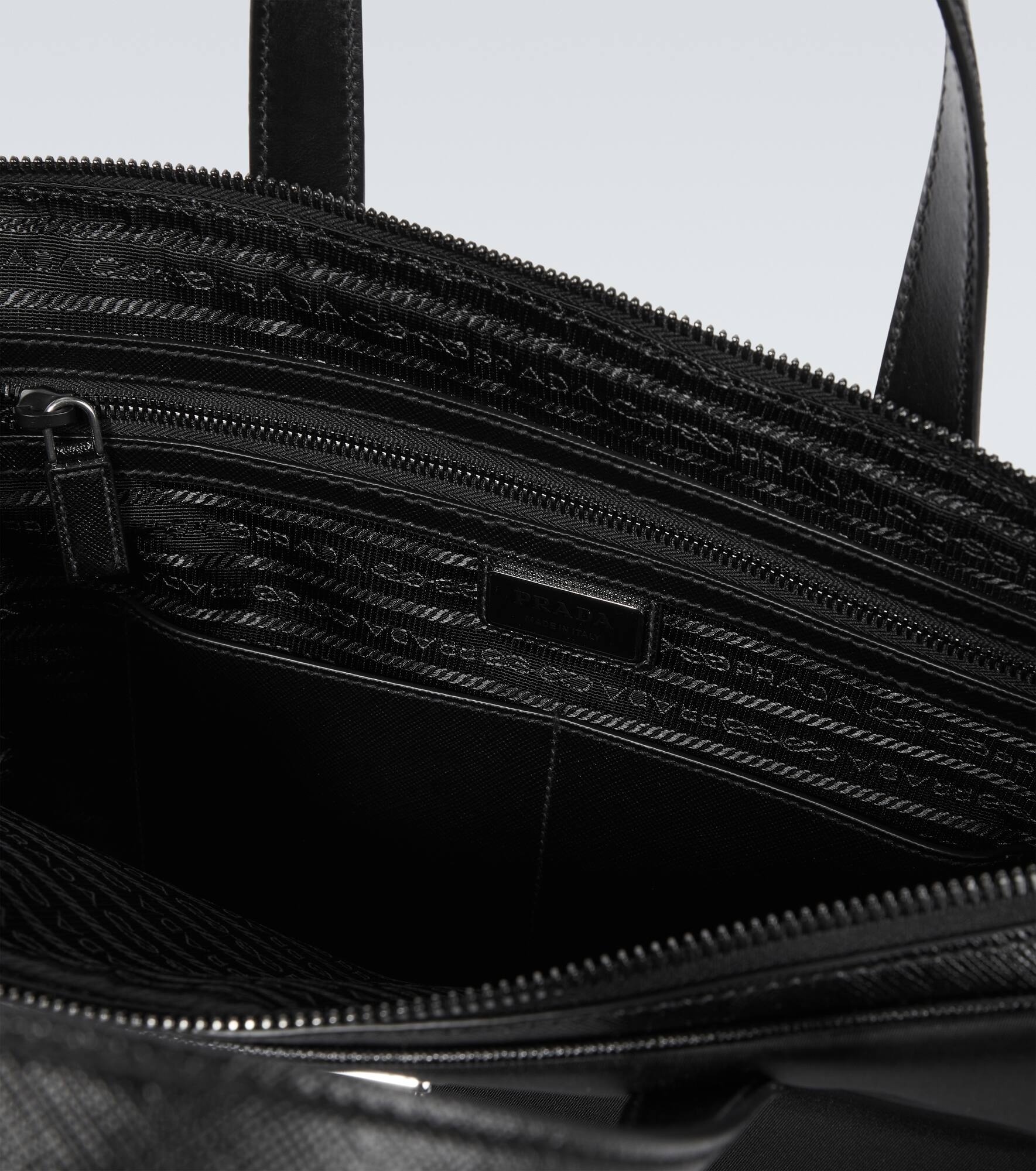 Re-Nylon leather-trimmed briefcase - 4