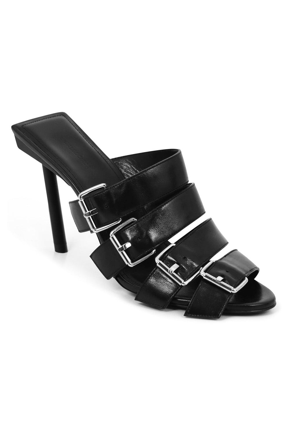 BUCKLE MULE 80MM BLACK/SILVER - 1