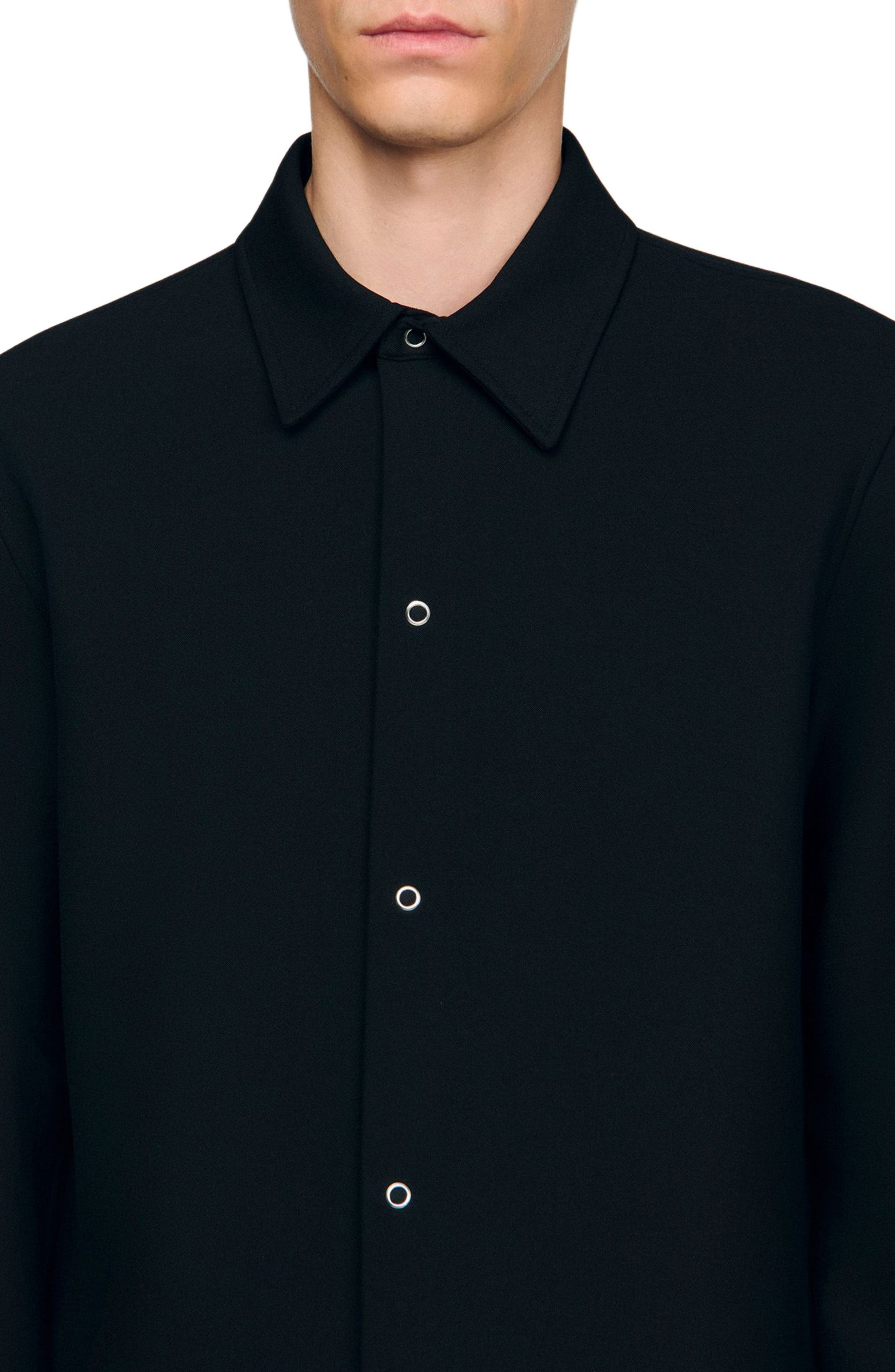 SANDRO Long-sleeved jersey shirt in Black at Nordstrom - 4