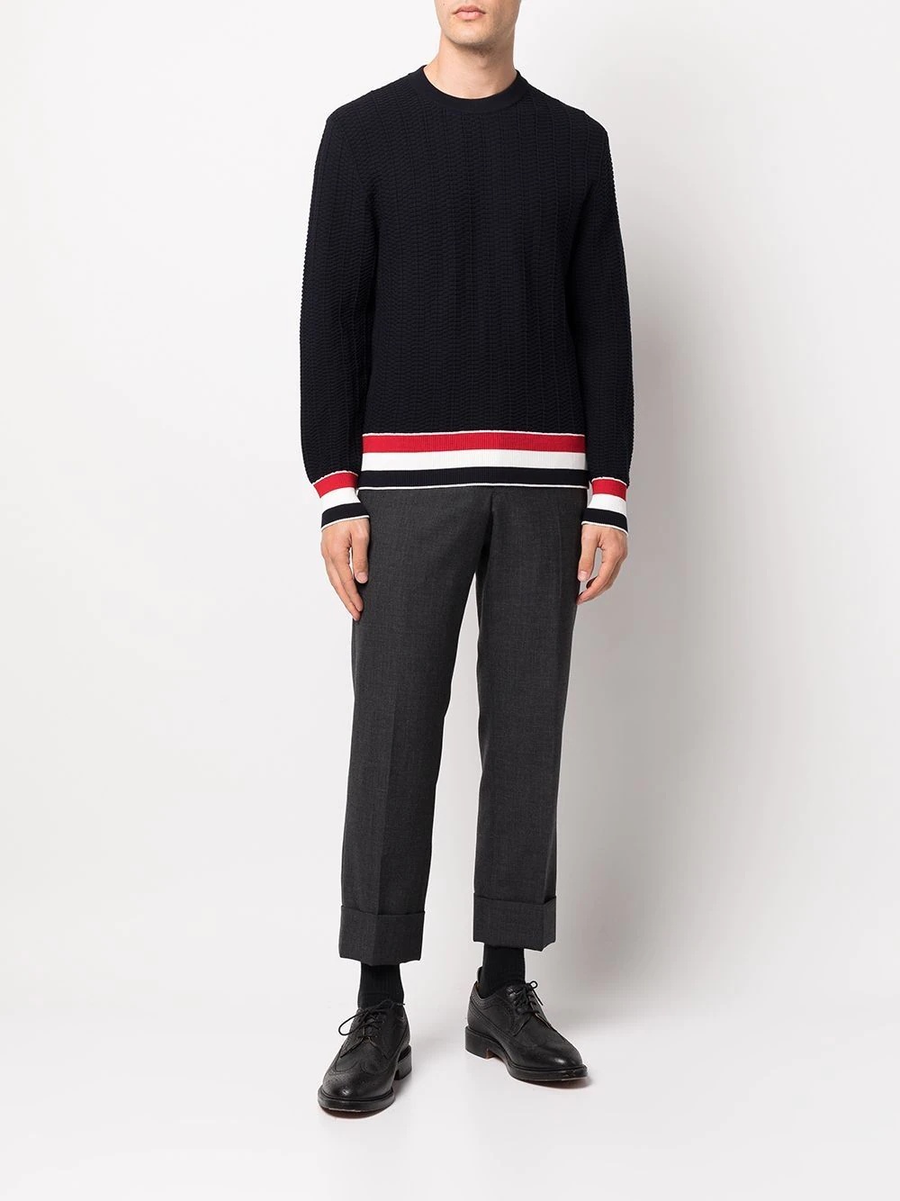 stripe-trim jumper - 2