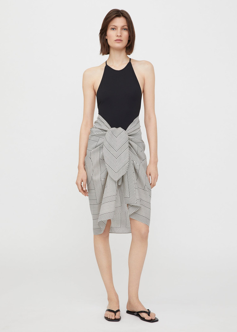 TOTEME Striped monogram cotton silk sarong creme outlook