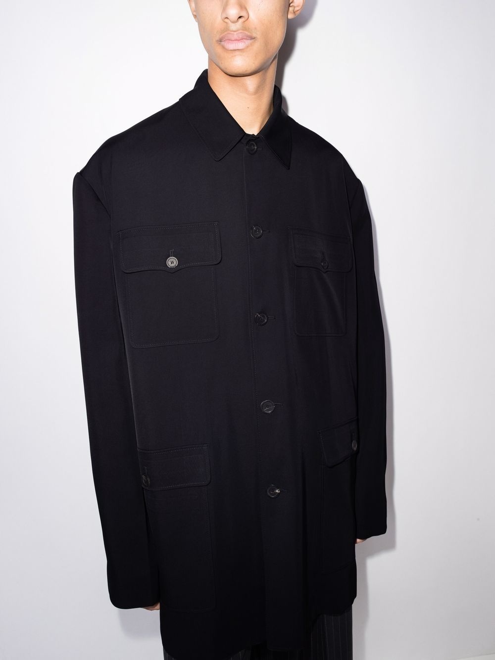 flap-pocket long-sleeve shirt jacket - 2