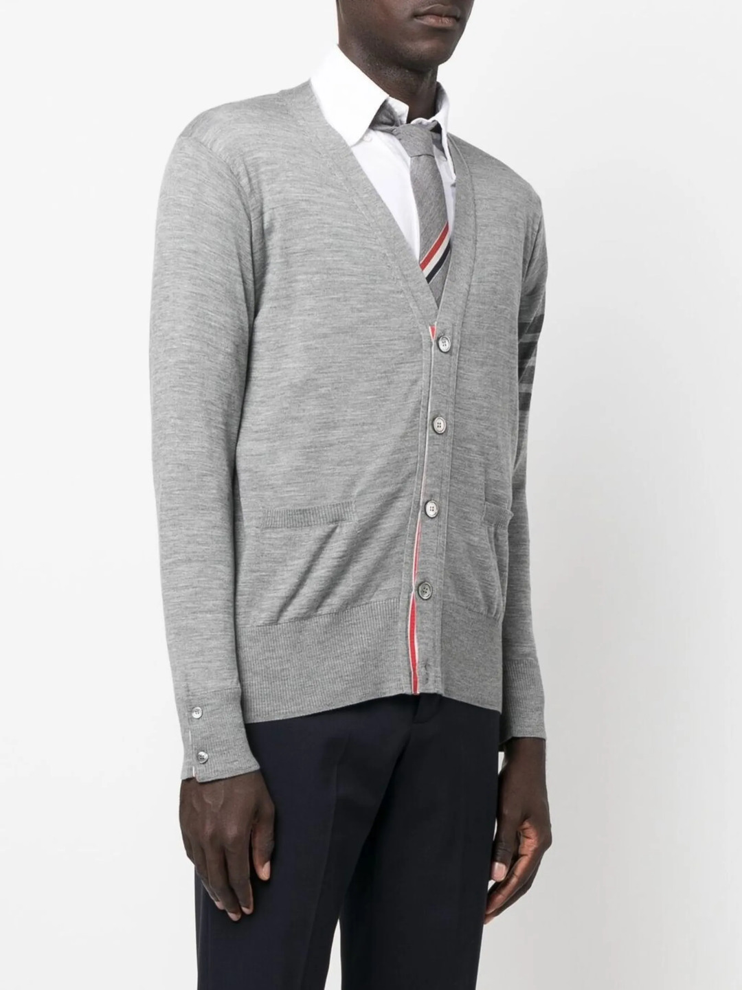 Wool 4-Bar V-Neck Cardigan Men - 3
