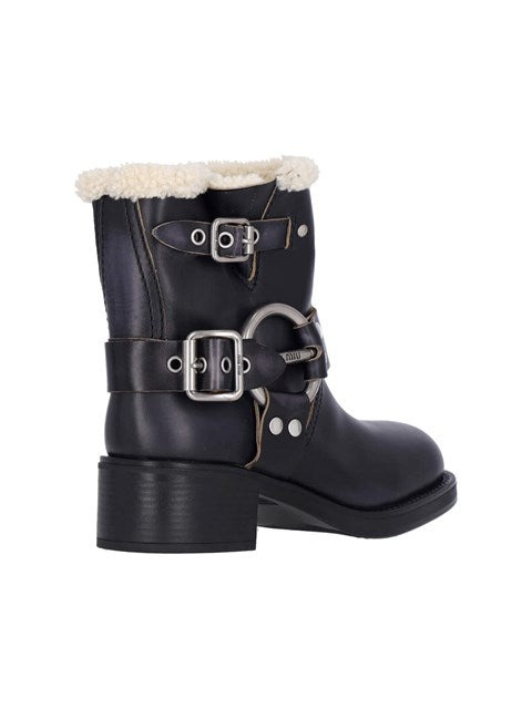 Miu Miu Women Shearling Biker Boots - 4