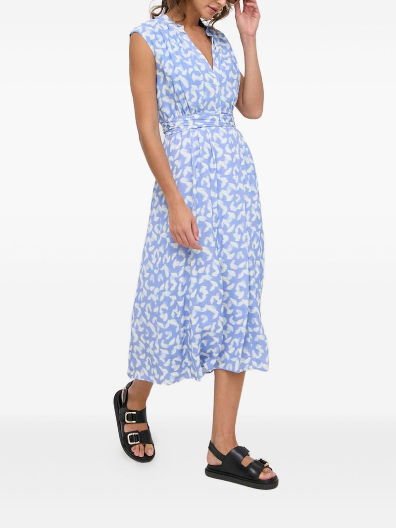 BOSS V-neck feather-print midi dress outlook