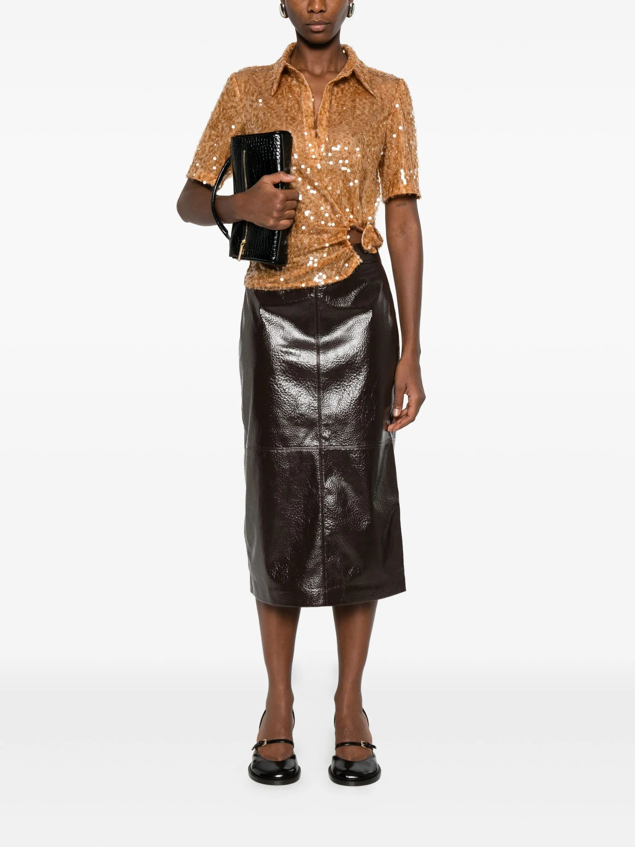 sequin-embellished polo top - 2