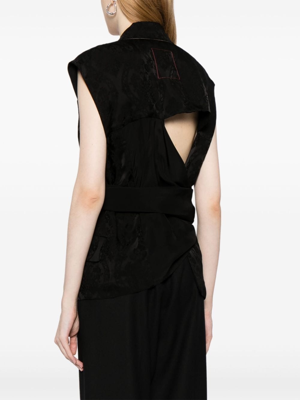 jacquard double-breasted vest - 4