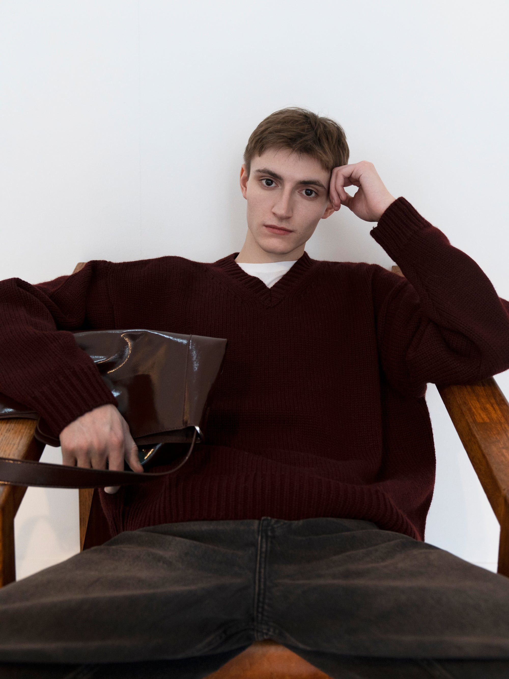 Oversized Sweater in Burgundy - 4
