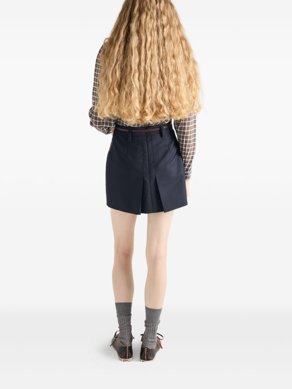 leather-pocket pleated mini skirt - 3