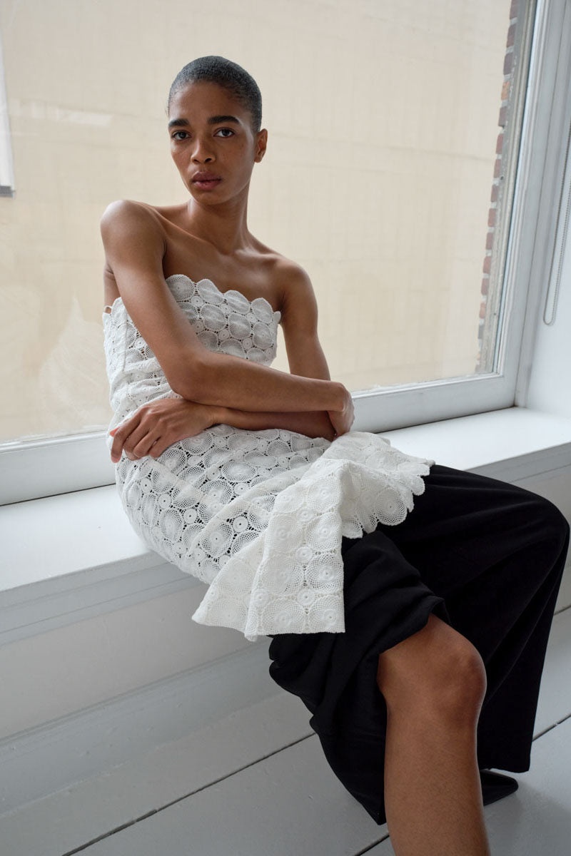 Doily Column Dress - White - 7