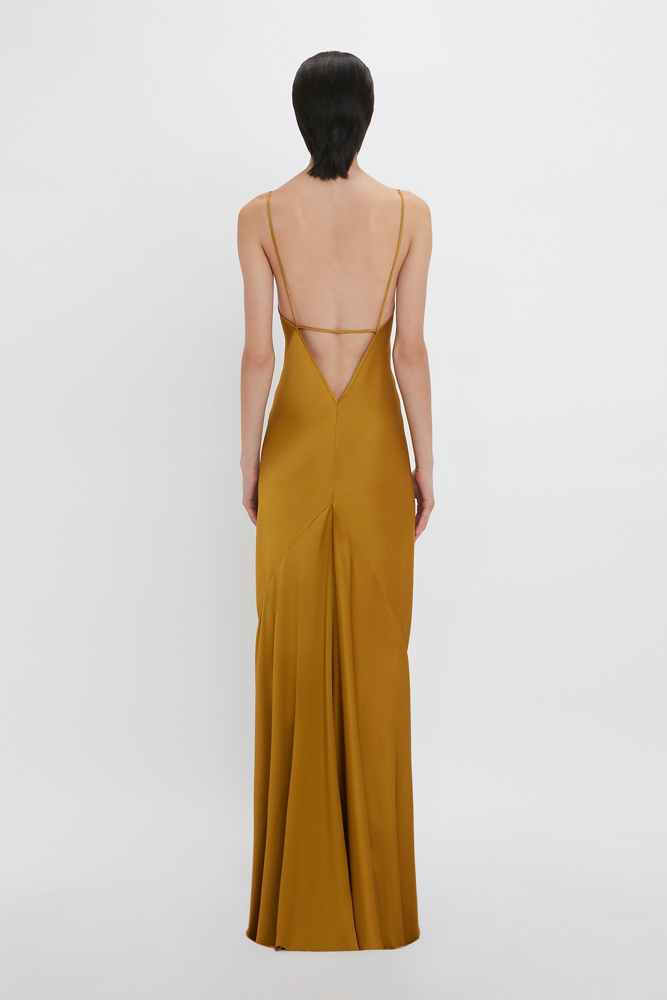Low Back Cami Floor-Length Dress In Harvest Gold - 4
